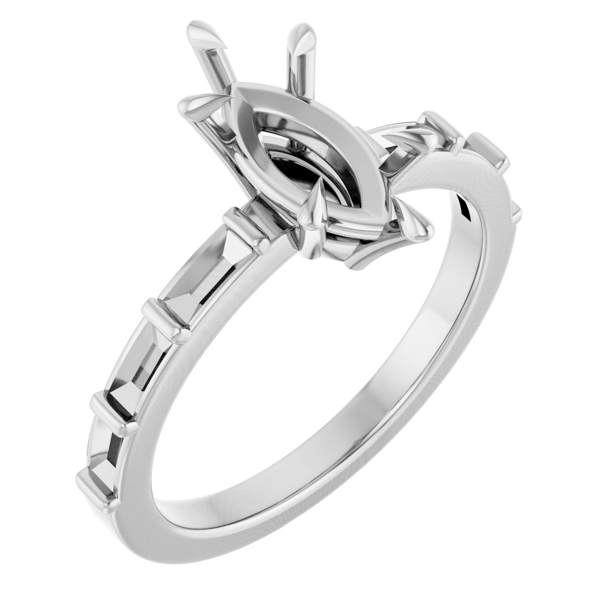 Claw-Prong Accented Engagement Ring