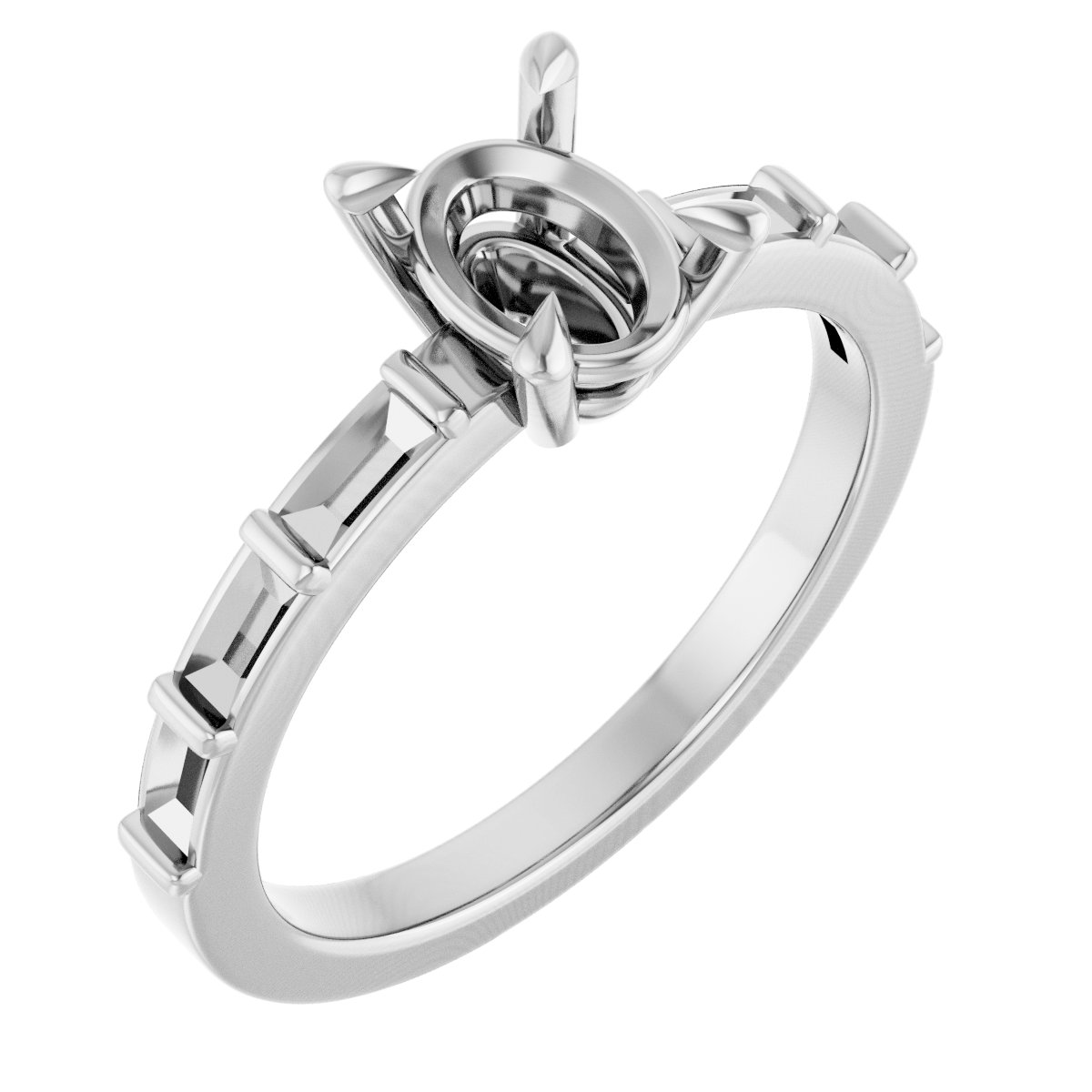 Claw-Prong Accented Engagement Ring