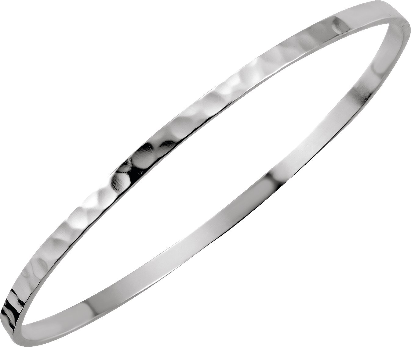 Sterling Silver 3.25 mm Hammered Bangle 8 Bracelet