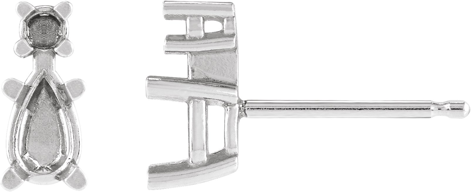 Pear 4-Prong Accented Stud Earrings