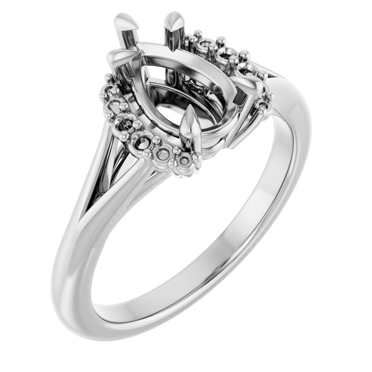 Claw-Prong Accented Engagement Ring