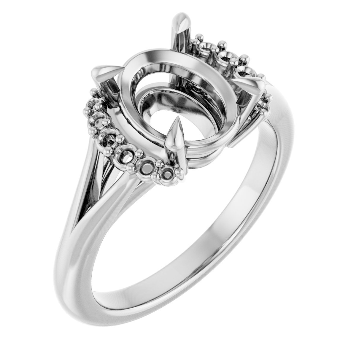 Claw-Prong Accented Engagement Ring