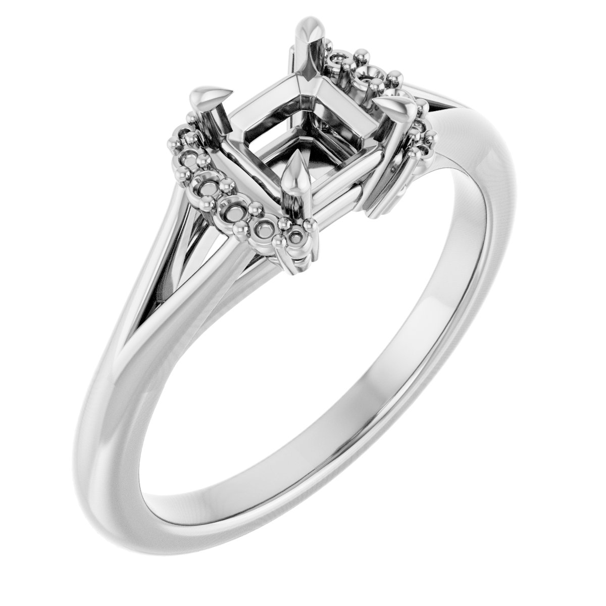 Claw-Prong Accented Engagement Ring