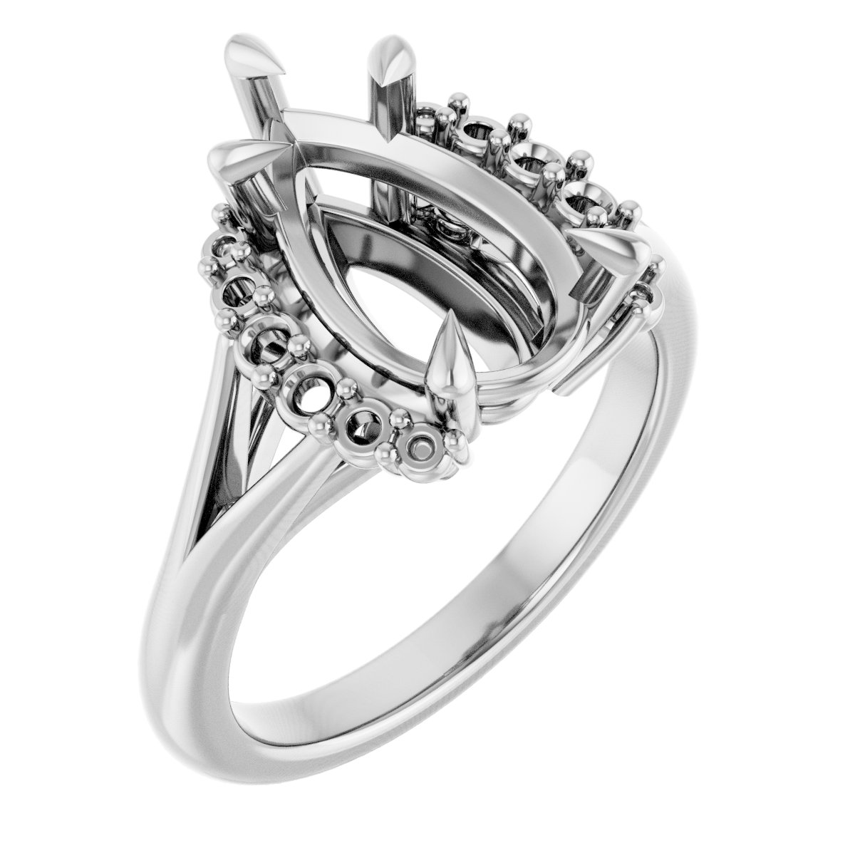Claw-Prong Accented Engagement Ring