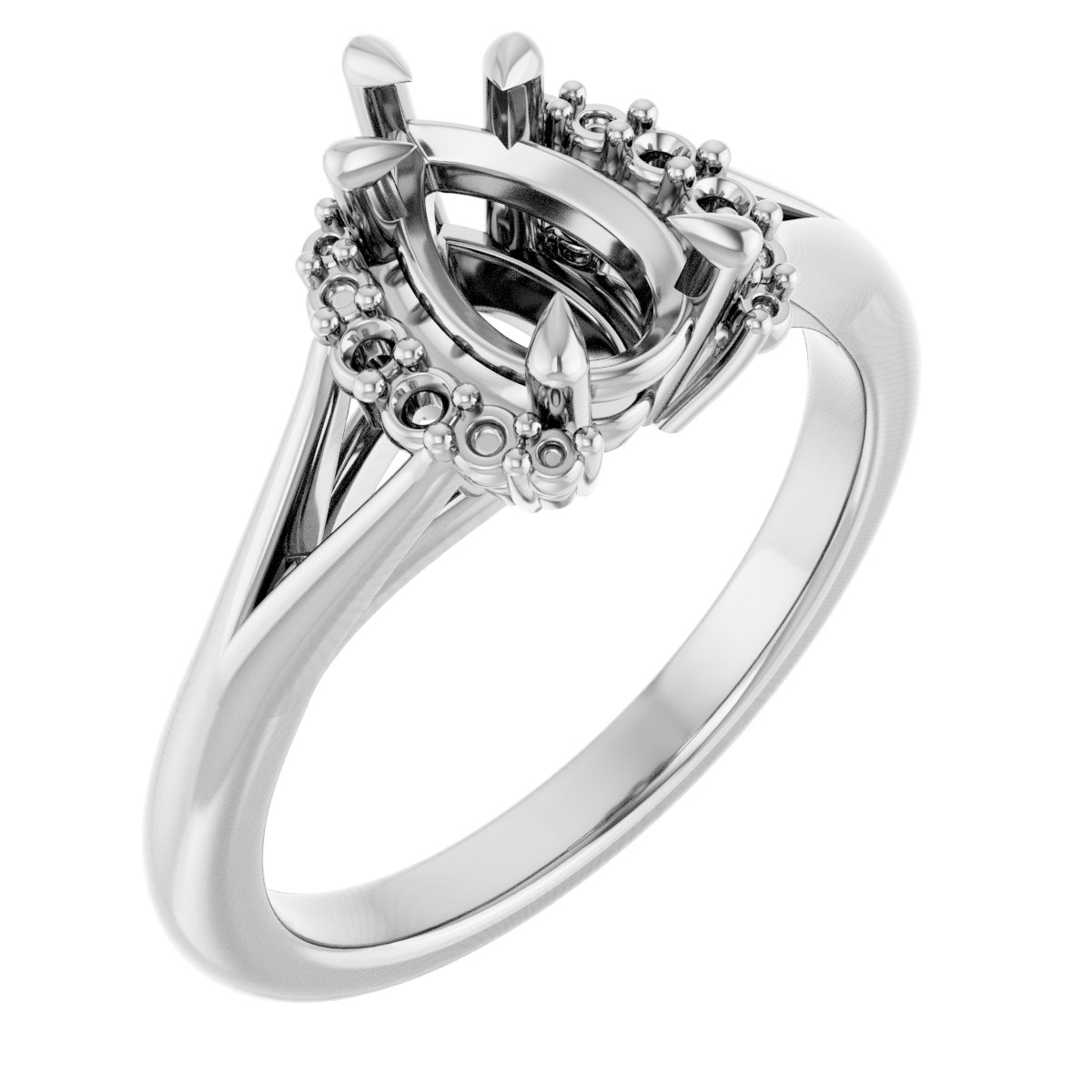 Claw-Prong Accented Engagement Ring