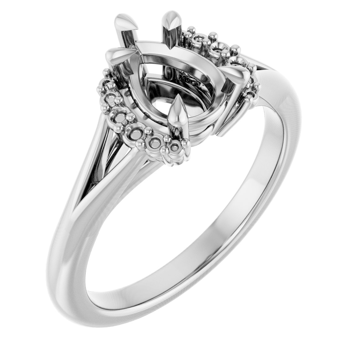 Claw-Prong Accented Engagement Ring