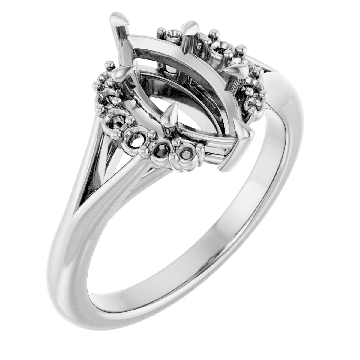 Claw-Prong Accented Engagement Ring