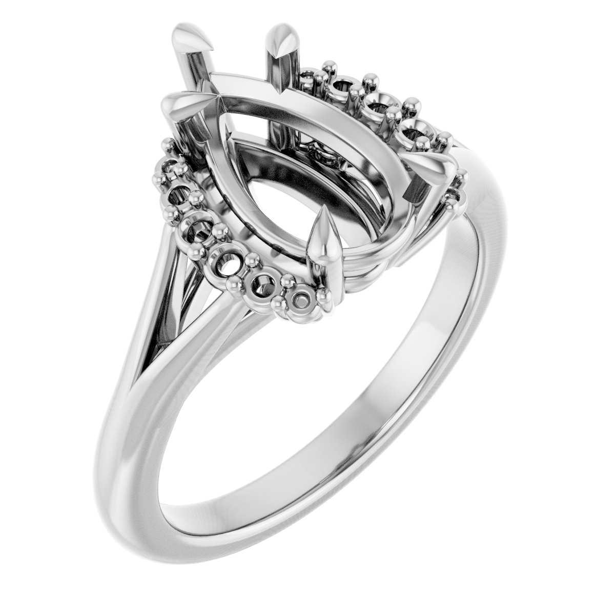 Claw-Prong Accented Engagement Ring