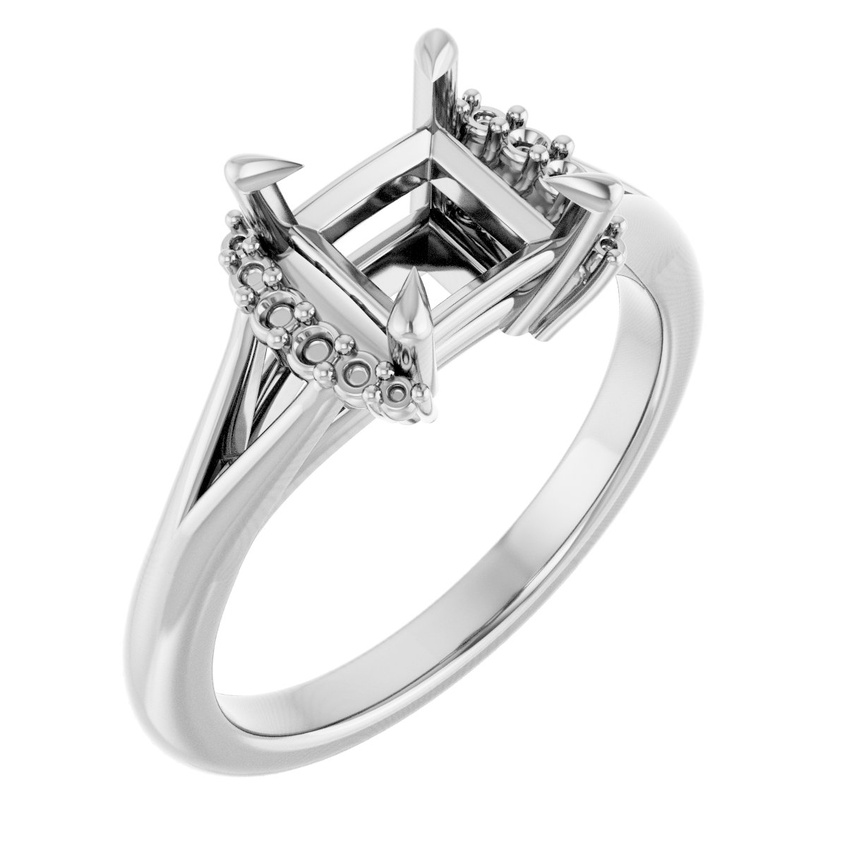 Claw-Prong Accented Engagement Ring