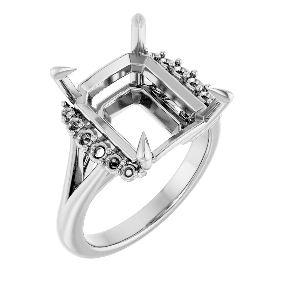 Claw-Prong Accented Engagement Ring