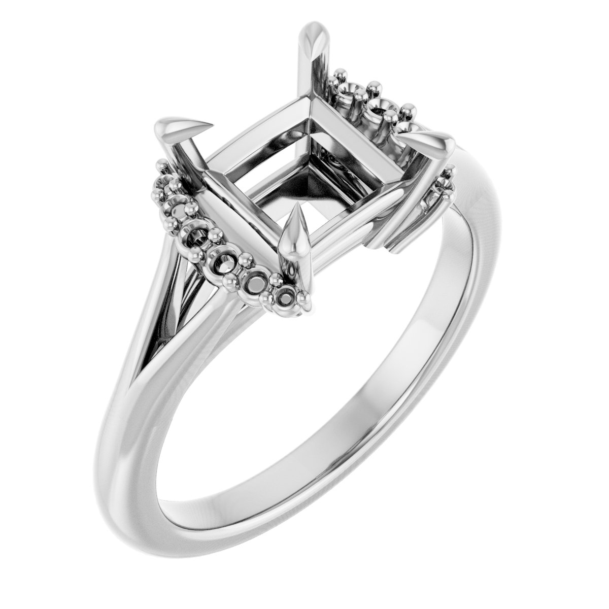 Claw-Prong Accented Engagement Ring