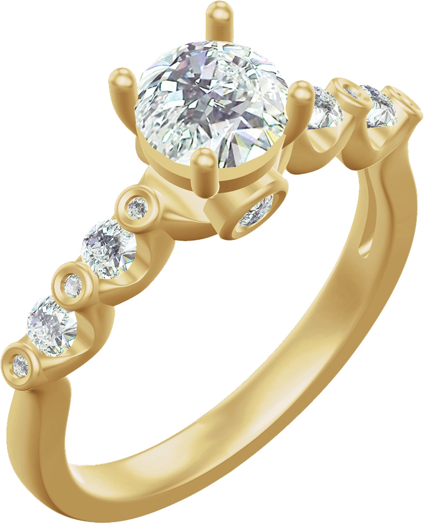 14K Yellow 6.5 mm Round 3/8 CTW Lab-Grown Diamond Semi-Set Engagement Ring