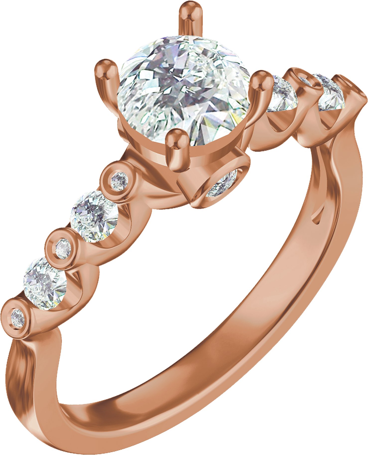 14K Rose 6.5 mm Round 3/8 CTW Lab-Grown Diamond Semi-Set Engagement Ring