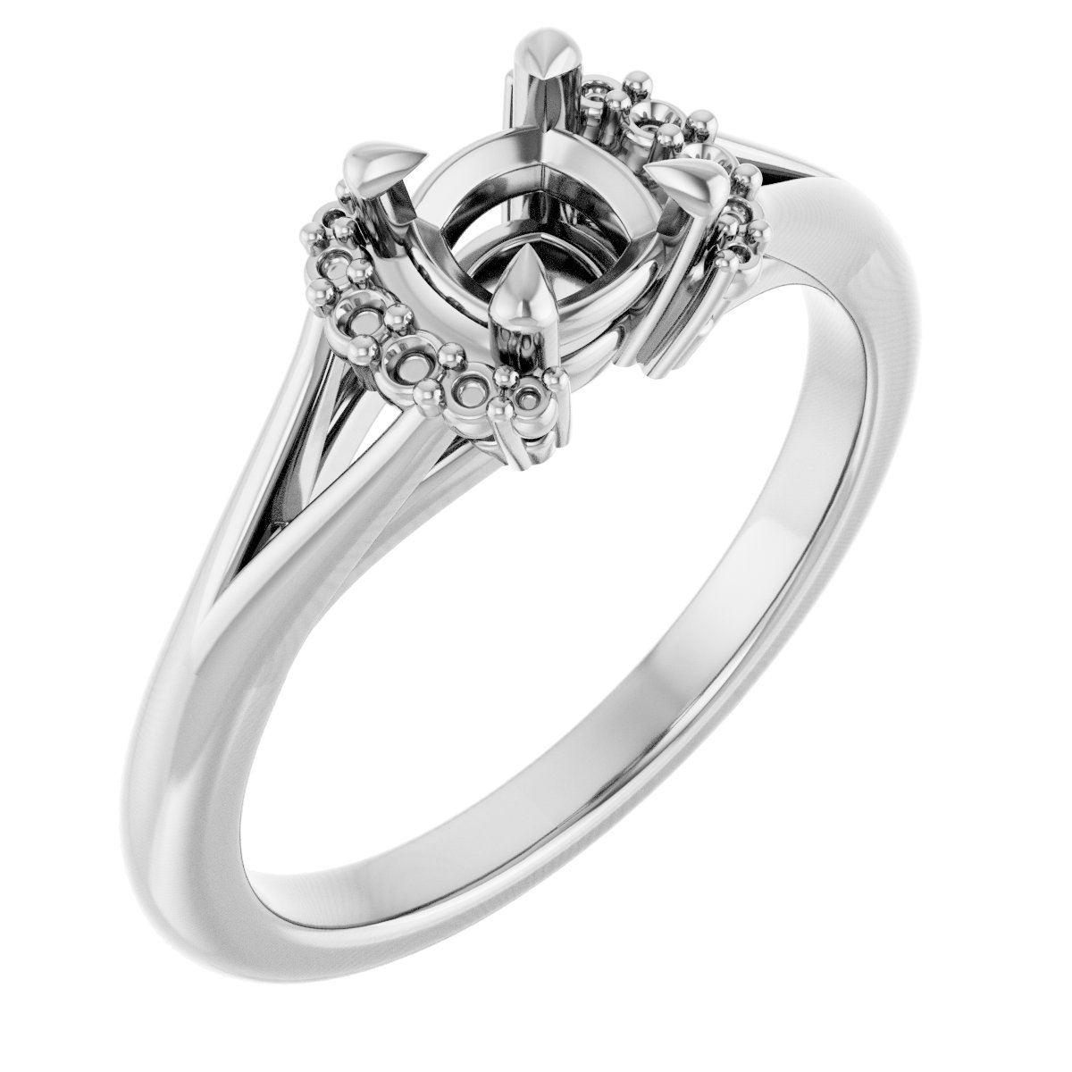 Claw-Prong Accented Engagement Ring