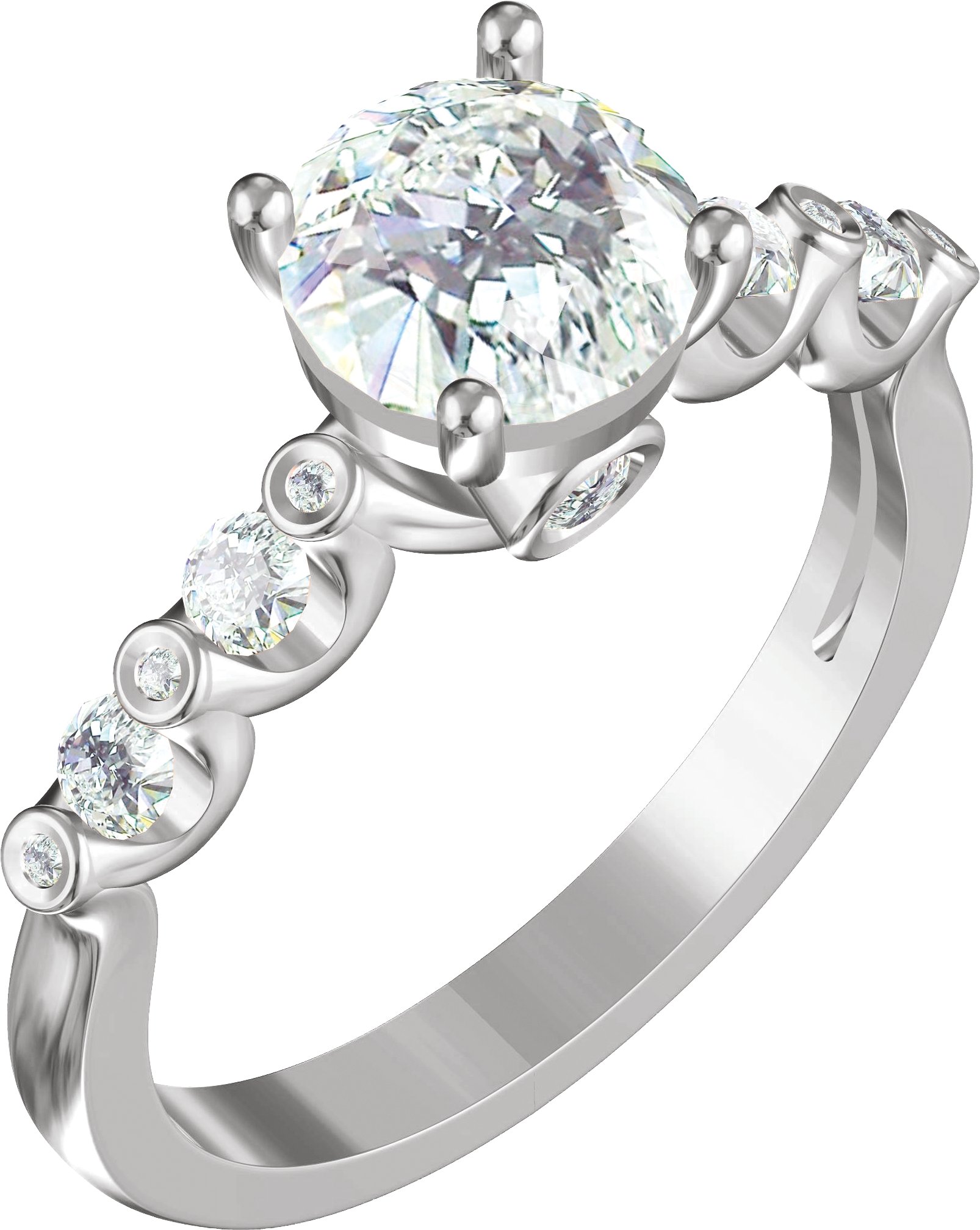 14K White 7.4 mm Round 3/8 CTW Lab-Grown Diamond Semi-Set Engagement Ring