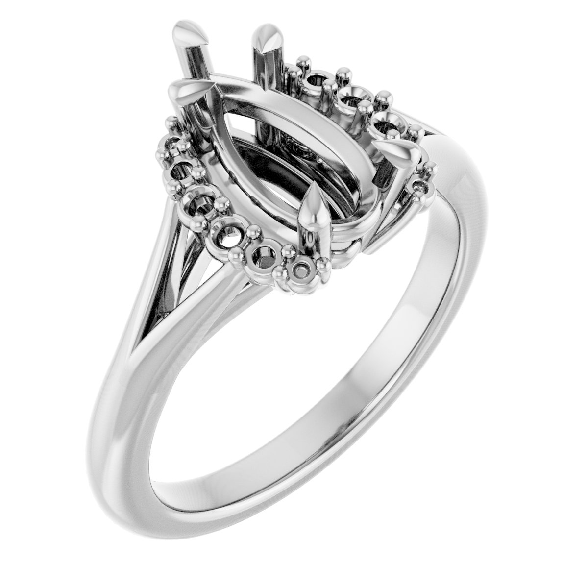 Claw-Prong Accented Engagement Ring