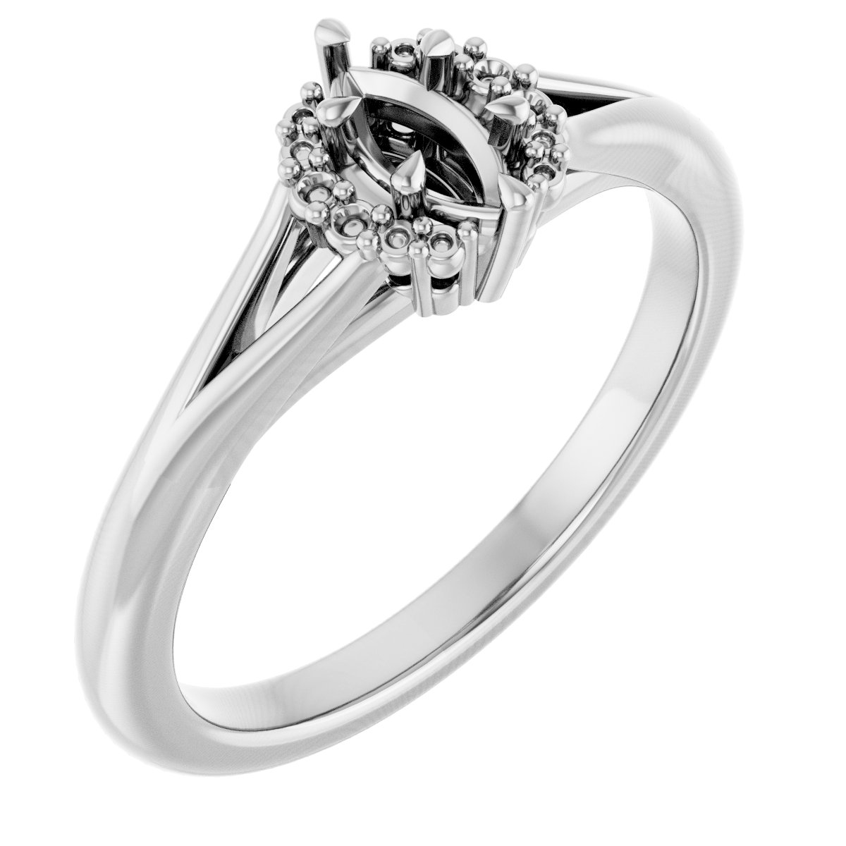 Claw-Prong Accented Engagement Ring