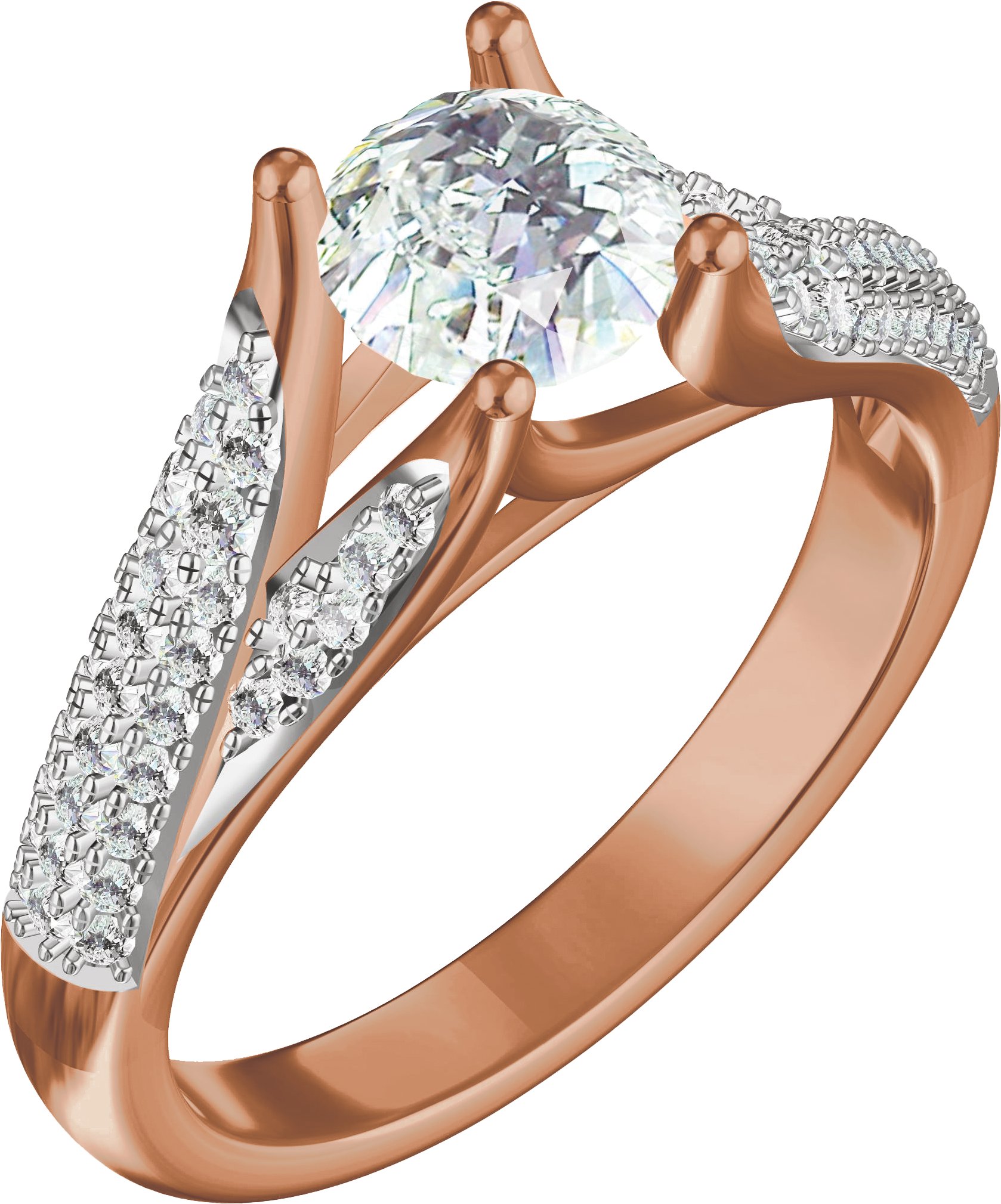 14K Rose 6.5 mm Round 1/3 CTW Natural Diamond Semi-Set Engagement Ring