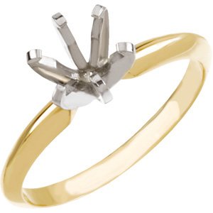 14K Yellow & White 9.1-9.7 mm Round Pre-Notched 6-Prong Solitaire Ring Mounting
