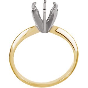 14K Yellow & White 9.1-9.7 mm Round Pre-Notched 6-Prong Solitaire Ring Mounting-2