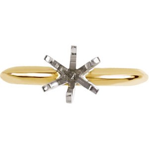 14K Yellow & White 9.1-9.7 mm Round Pre-Notched 6-Prong Solitaire Ring Mounting-3