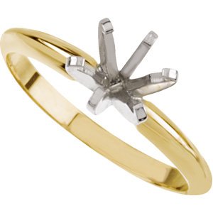 14K Yellow & White 9.1-9.7 mm Round Pre-Notched 6-Prong Solitaire Ring Mounting-5