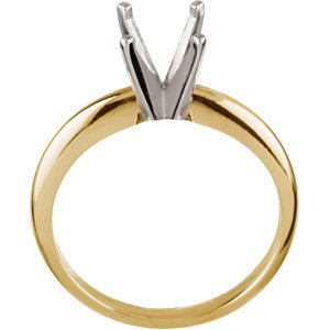 14K Yellow & Platinum 6-6.6 mm Round 4-Prong Light Solitaire Ring Mounting-2