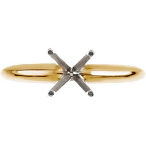 14K Yellow & Platinum 6-6.6 mm Round 4-Prong Light Solitaire Ring Mounting-3