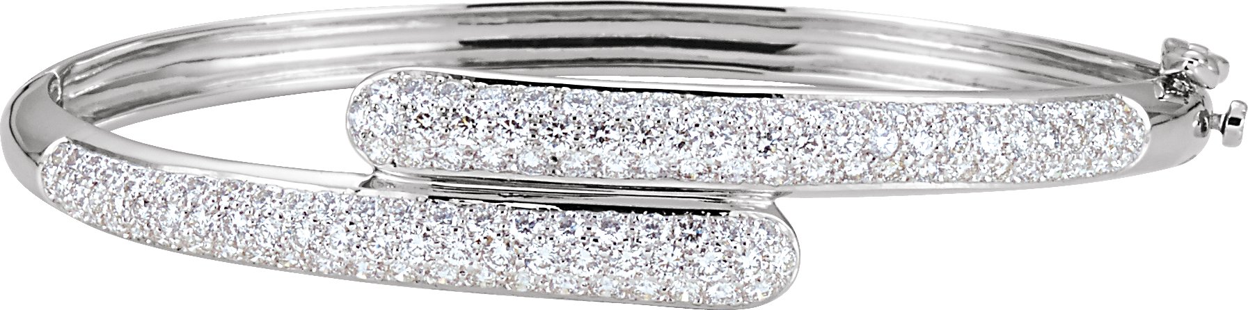 14K White 3 CTW Natural Diamond Bangle 6 1/2" Bracelet