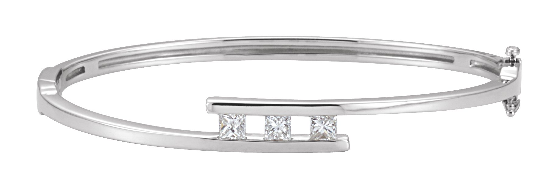 14K White 5/8 CTW Natural Diamond Bangle 6 1/2