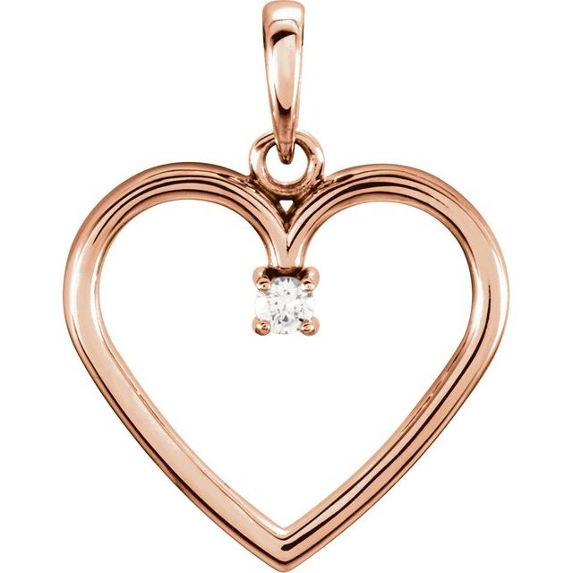 14K Rose .02 CTW Natural Diamond Heart Pendant 
