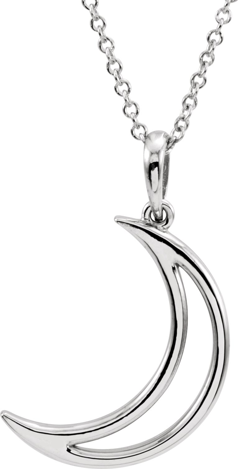 Sterling Silver 25.65x4.7 mm Crescent Moon 16" Necklace 
