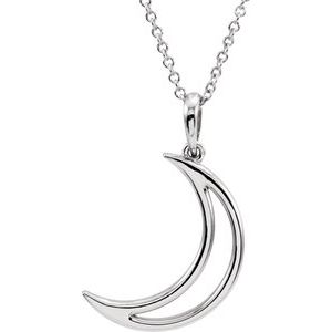 14K White 25.7x4.7 mm Crescent Moon 16" Necklace
