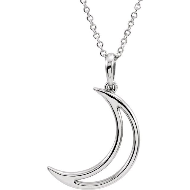 Sterling Silver 25.65x4.7 mm Crescent Moon 16