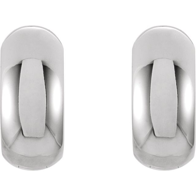 14K White 12.7x5.5 mm Hinged Huggie Earrings