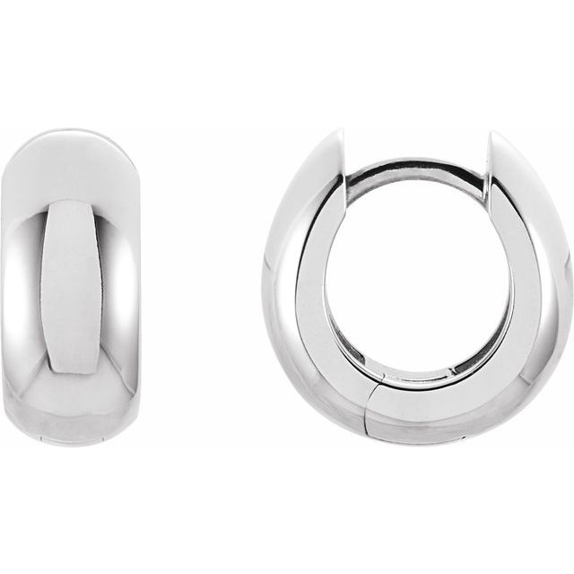 14K White 12.7 mm Hinged Hoop Earrings