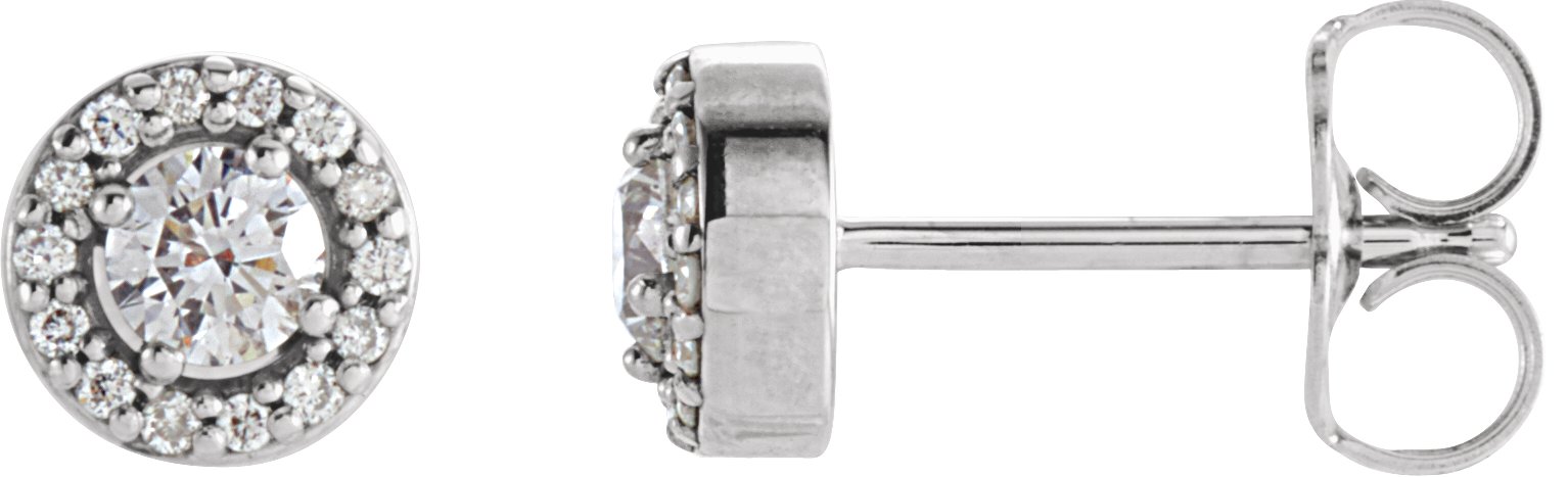 14K White 1/4 CTW Natural Diamond Halo-Style Earrings