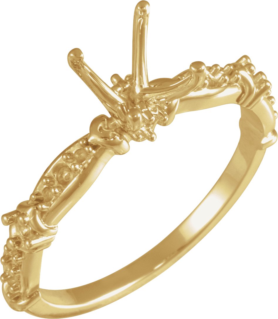 10K Yellow 7x5 mm Emerald Accented Engagement Ring Mounting