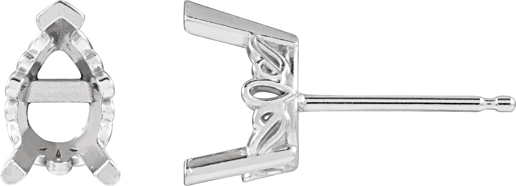 Pear V-End Scroll Setting® Earrings
