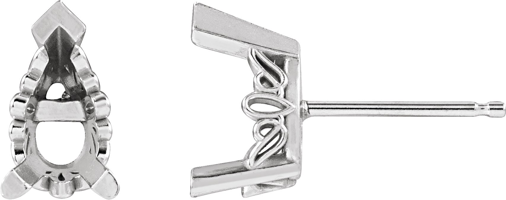 Pear V-End Scroll Setting® Earrings