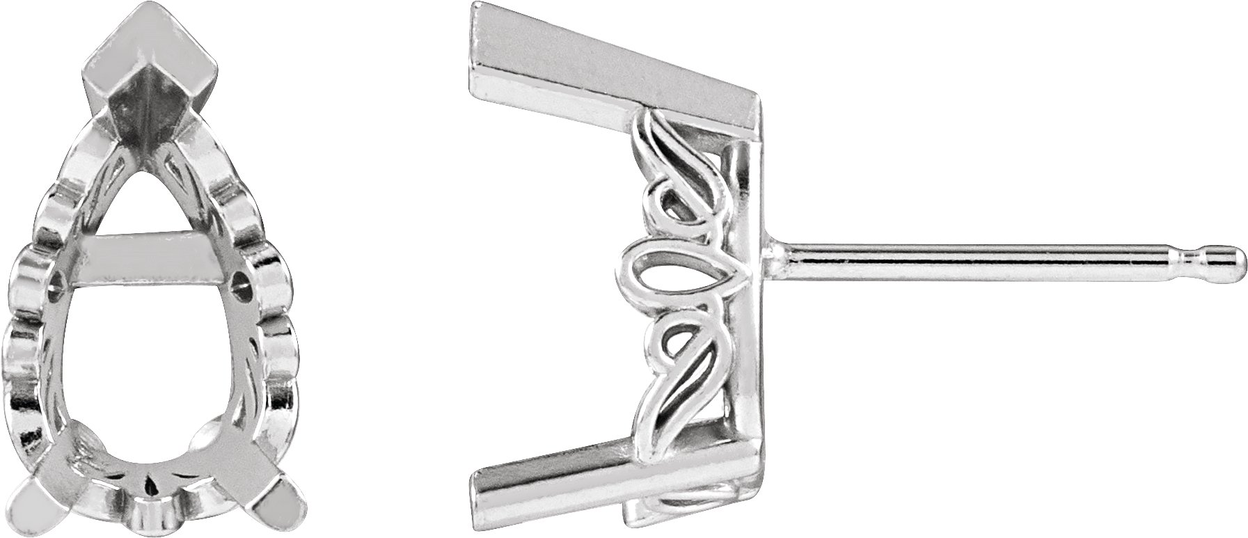 Pear V-End Scroll Setting® Earrings