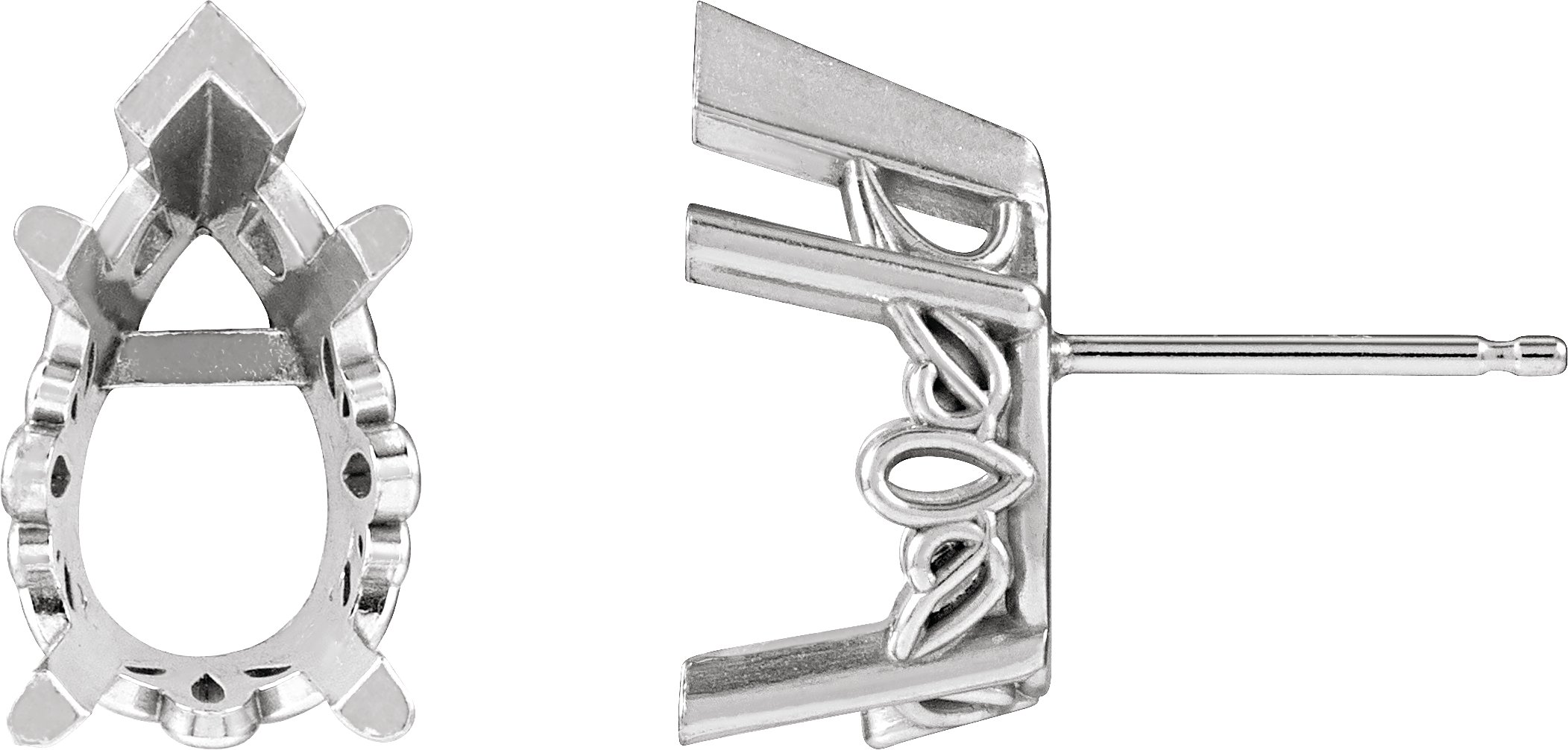 Pear V-End Scroll Setting® Earrings