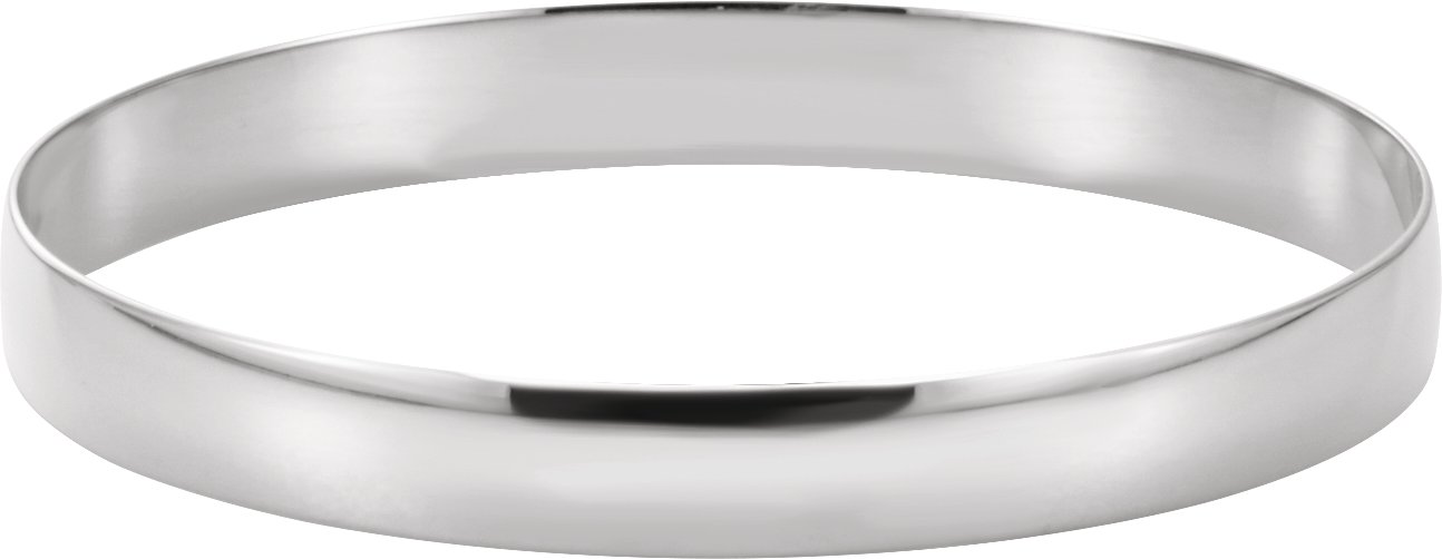 14K White 8 mm Half Round Bangle 7 3/4