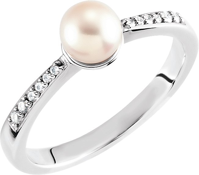 Freshwater Cultured Pearl & Diamond Ring or Mounting