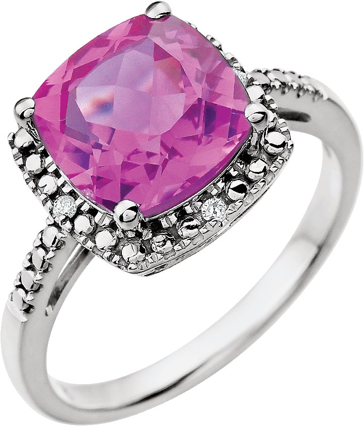 Pink Cultured Freshwater Pearl & Natural Pink Sapphire Ring 1/8 ct