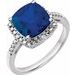 14K White Lab-Grown Blue Sapphire & .03 CTW Natural Diamond Ring 