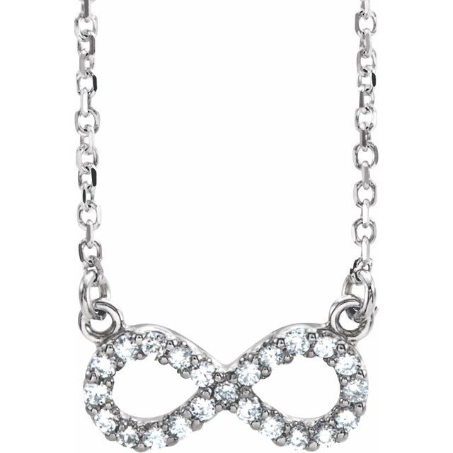 14K White 1/10 CTW Natural Diamond Infinity 16 1/2" Necklace 