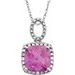 14K White Lab-Grown Pink Sapphire & .03 CTW Natural Diamond 18