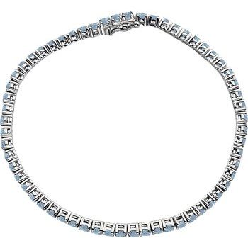14K White Aquamarine Line 7.25 inch Bracelet Ref. 9777001