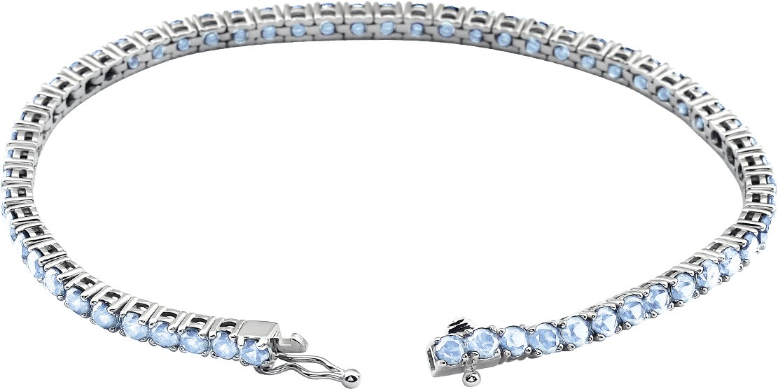 14K White Natural Aquamarine Line 7.25